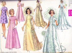 8091 '69 SS-LS BRIDES/MAID LACE OR NOT DRESS 3 LENGTHS PATTERN 8